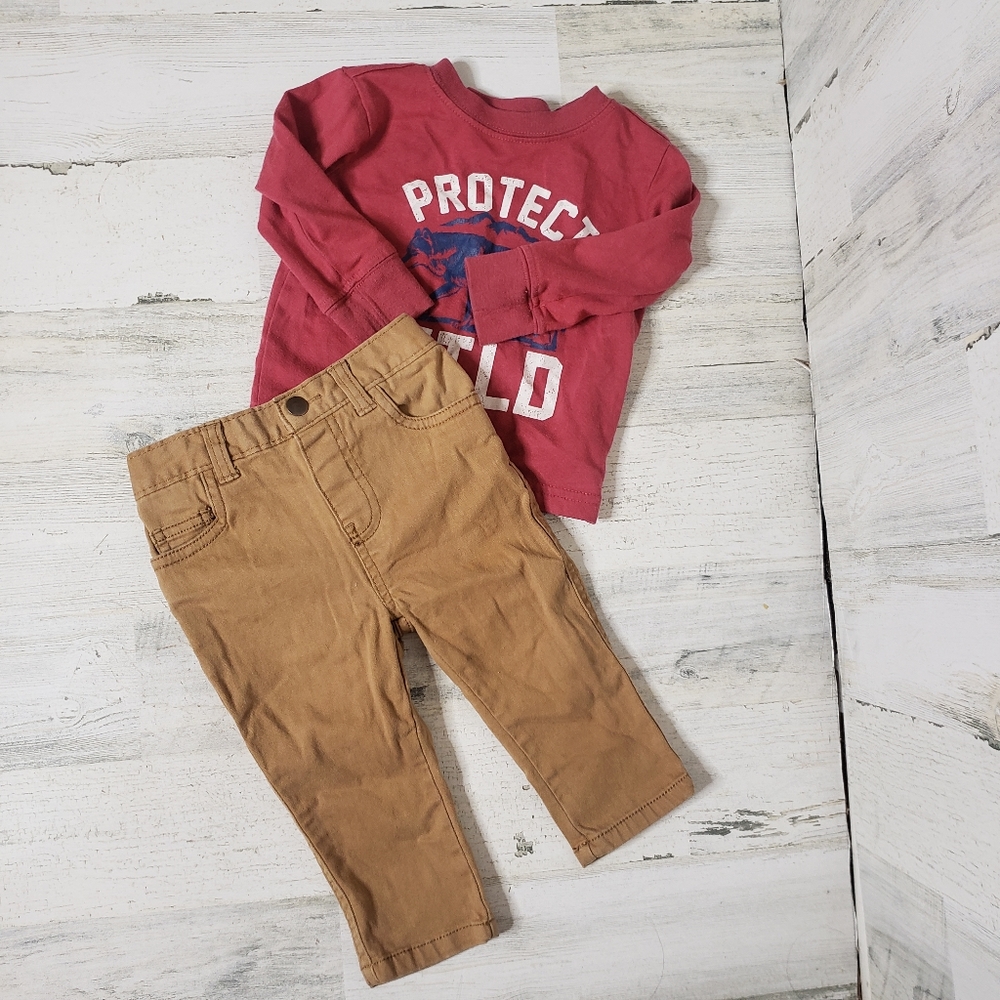 Toughskins Autfit baby  boy size 12 - Picture 2 of 7